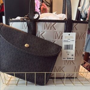 Michael Kors Cream and Brown Tote Bag